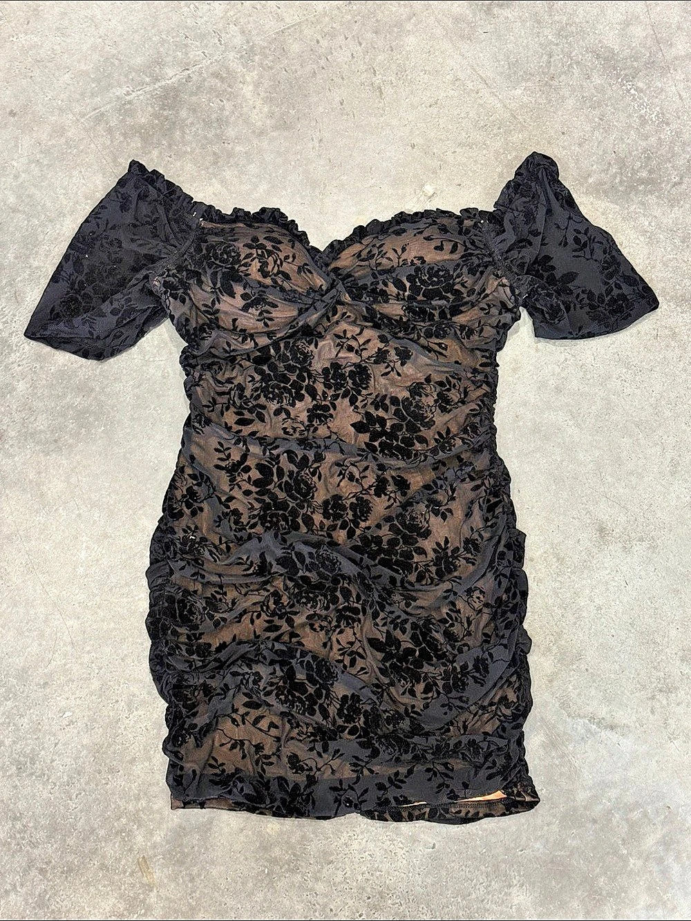 SHEIN Floral Mini Dress in Black & Brown Size XL